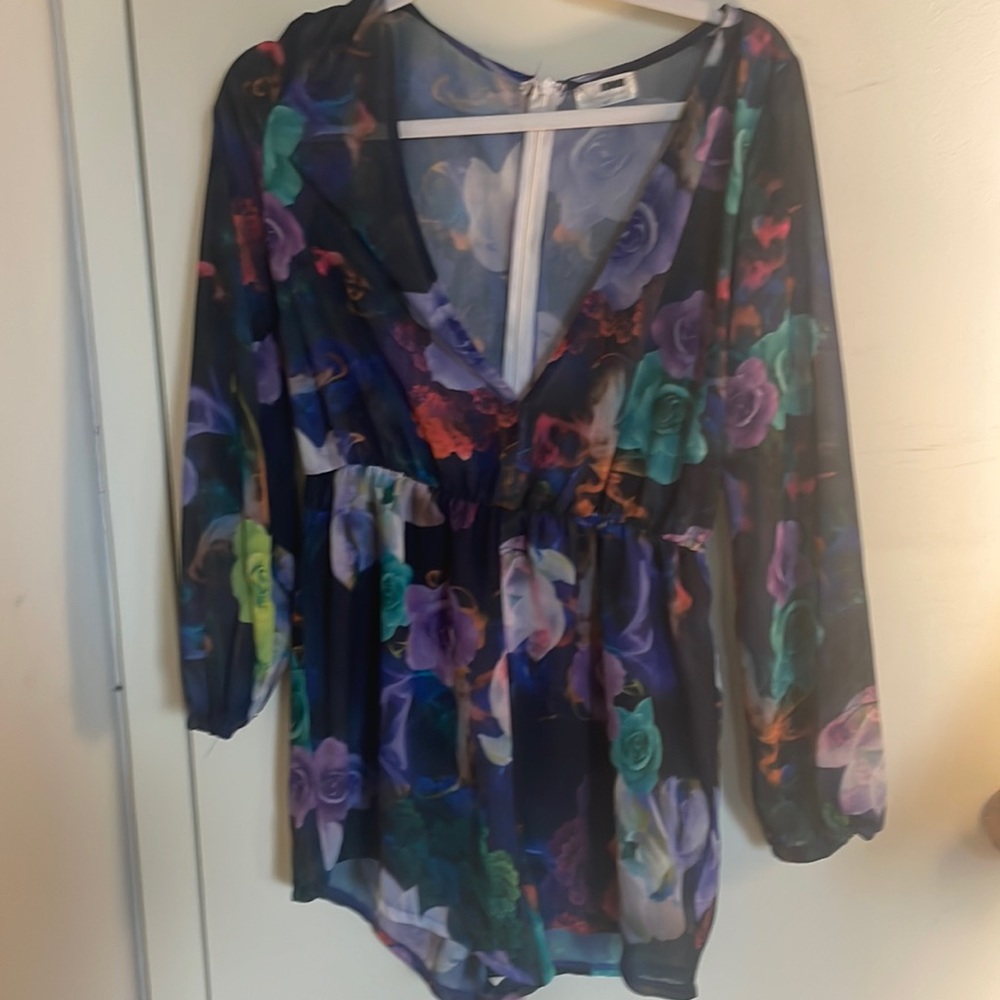 long Sleeve flower romper